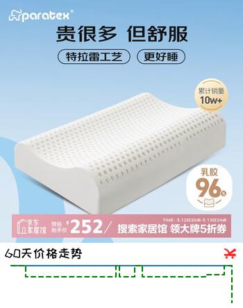 paratex特拉雷乳胶枕 96%乳胶含量 成人天然乳胶枕头 泰国进口橡胶睡眠枕
