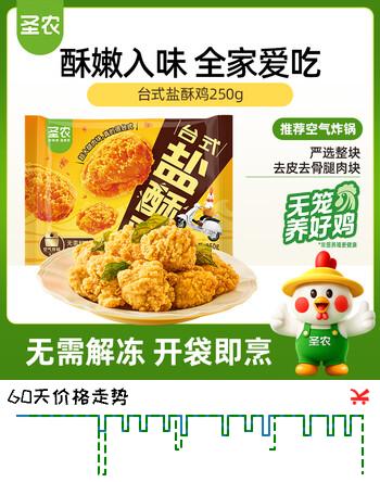 圣农台式盐酥鸡250g/袋 整切鸡腿肉 爆汁劲脆鸡块 儿童学生早餐半成品