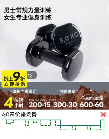 【8折】迪卡侬小哑铃女士健身家用儿童包胶室内男士健身家用5kgX2黑色-712813https://u.jd.com/xGizKWE----普遍有货 | 下6件最优到手单价：134.9 -> 【111.56】