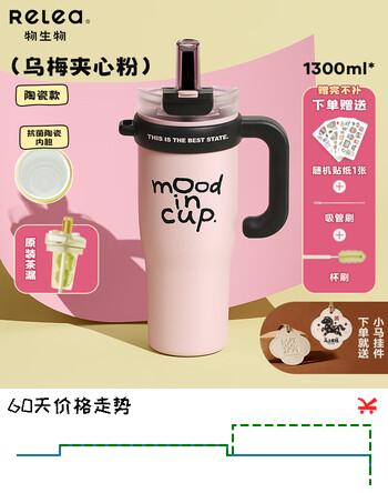 物生物明星同款保温杯女士水杯大容量吸管杯冰霸杯高颜值杯子生日礼物