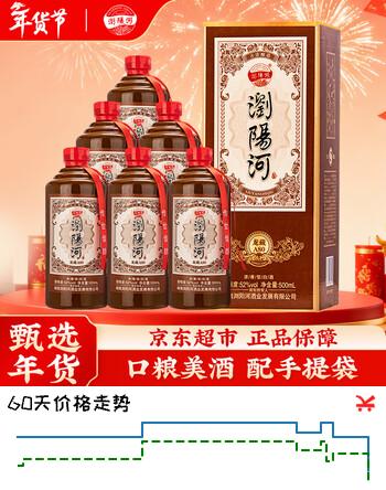 浏阳河龙藏A80 浓香型白酒 52度 500ml*6瓶 整箱装 年货送礼 含礼品袋