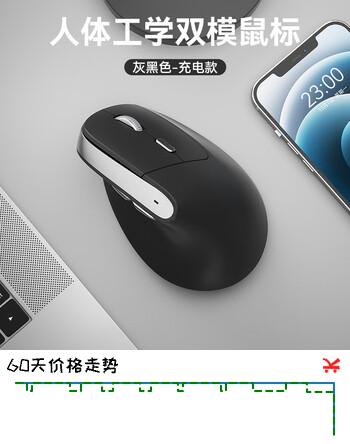B.O.W航世 MD190L 人体工程学鼠标 立式垂直鼠标 可充电无线蓝牙双模鼠标 立式大小手男女通用 灰黑色