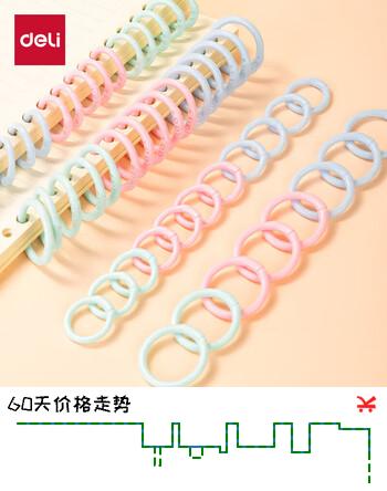 得力（deli）【超级爆款】打孔器活页环装订扣环彩色塑料活页圈卡片圈钥匙开口圈活页本环扣 15mm50枚 混TA864