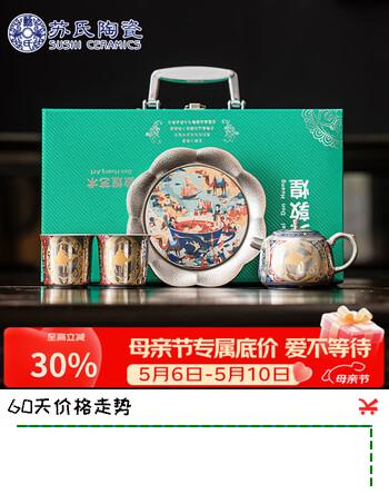 苏氏陶瓷鎏银敦煌丝绸之路茶壶小套装茶具非遗大师郑文强作伴手礼