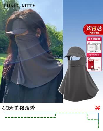CHALL KITTY防晒面罩女士夏季全脸防紫外线遮阳面罩骑行护颈冰丝面罩2026新款 摩卡灰-高端品牌高级感