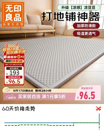 【7折】无印良品凉豆豆打地铺神器可折叠床垫遮盖物榻榻米床褥0.9x2米 灰https://u.jd.com/4rImfwN----普遍有货 | 下1件最优到手单价：124 -> 【96.5】