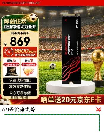 闪迪（SanDisk）SSD固态硬盘 Optimus GX7100 NVMe M.2固态硬盘 笔记本台式机固态硬盘  500GB
