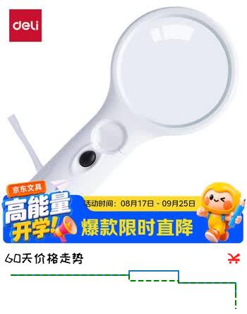 【7折】得力（deli）LED灯2.5倍高清阅读放大镜双镜片白色老人阅读高清地球仪配件放大镜开学好物文具https://u.jd.com/xaPmHhj----普遍有货 | 下3件最优到手单价：21.83 -> 【15.41】