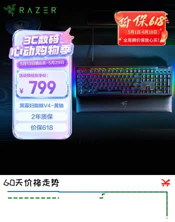 雷蛇（Razer）黑寡妇蜘蛛V4   游戏机械键盘 RGB背光 电竞游戏 黄轴