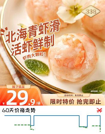 【5折】338北海青虾滑150g/袋3袋 1A标准 烧烤火锅丸子麻辣烫关东煮中秋https://u.jd.com/4rcYI21----多半有货 | 下7件最优到手单价：27.04 -> 【15.61】