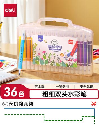 【8折】得力（deli）36色双头水彩笔盒盒装可水洗彩绘涂鸦涂色画画儿童彩绘70672-36水彩笔开学礼物男女孩https://u.jd.com/4g78bFw----普遍有货 | 下3件最优到手单价：25.13 -> 【22】