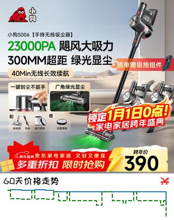 小狗吸尘器家用大吸力吸拖一体无线手持绿光显尘干吸湿拖吸尘拖地机宠物猫毛狗毛地毯清洁 S006