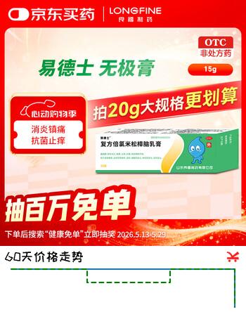 易德士 复方倍氯米松樟脑乳膏15g/支 无极膏消炎镇痛止痒抗菌湿疹虫咬皮炎丘疹性荨麻疹接触性皮炎皮肤瘙痒局部麻醉