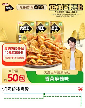 盐津铺子大魔王香菜麻酱味约450g 素毛肚 魔芋爽 小吃休闲零食 王一博同款