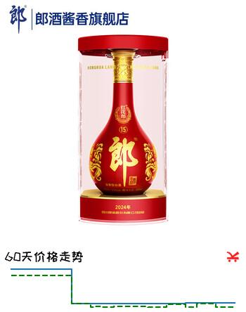 郎酒红花郎 酱香型白酒 新老包装随机发货 53度 500mL 1瓶 装 红十五