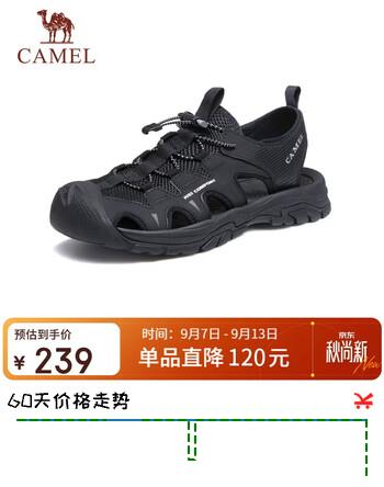 【5折】骆驼（CAMEL）户外休闲运动凉鞋包头洞洞沙滩鞋男 G13M076011 黑色 42https://u.jd.com/xOPhjc8----普遍有货 | 下1件最优到手单价：357 -> 【179.5】
