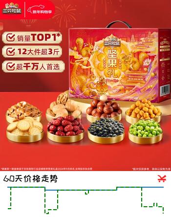 三只松鼠坚果礼盒1530g/1600g 混发零食礼包炒货夏威夷果过年货团购送礼物