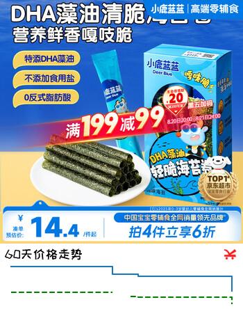 【6折】小鹿蓝蓝 DHA藻油轻脆海苔券 宝宝儿童零食DHA即食海苔券零食27g https://u.jd.com/kOy6Jy8----普遍有货 | 下15件最优到手单价：10.45 -> 【6.84】