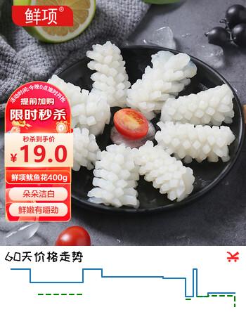 鲜项鲜冻鱿鱼花400g 速冻锁鲜铁板鱿鱼烧烤火锅食材 海鲜软足端午送礼