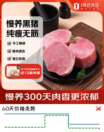 【6折】1号会员店（One’s Member）黑猪里脊肉 净重1.2kg慢养300天以上 猪大里脊通脊肉 猪肉生鲜 https://u.jd.com/U6GtJ2N----普遍有货 | 下1件最优到手单价：47.25 -> 【32.25】