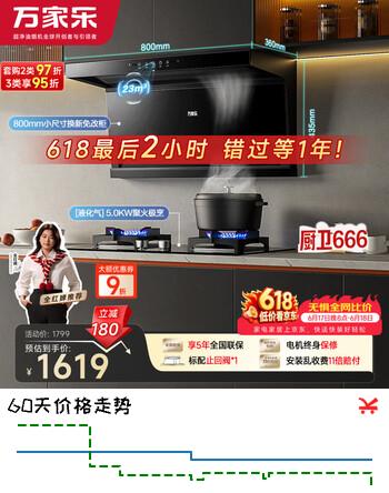 万家乐油烟机【小鲸喜】顶侧双吸23立方小尺寸抽油烟机 5.0kw大火力换新免扩孔灶具套装TAK3+LAY8液化气