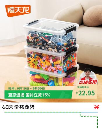 禧天龙桌面收纳盒多功能透明收纳盒带盖玩具零食储物盒 透明3升3个装
