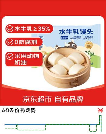 鲜京采水牛乳馒头 450g *1袋 15个 儿童早餐 包子馒头 速食春节也送货
