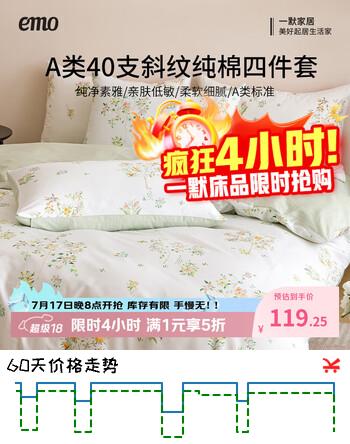 一默四件套纯棉春秋四季全棉双人床品被套床单枕套家纺居家全棉四件套 嫩芽绿 床单款 （被套200*230cm） 四件套