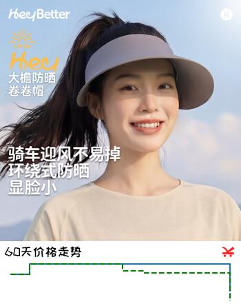 HeyBetter成人防晒帽大帽檐超轻可机洗户外深灰