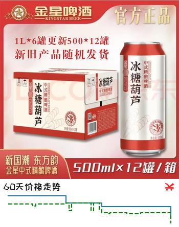【8折】金星冰糖葫芦精酿啤酒50012罐整箱装踏春送礼https://u.jd.com/UrWkn3D----多半有货 | 下2件最优到手单价：62.33 -> 【53.1】