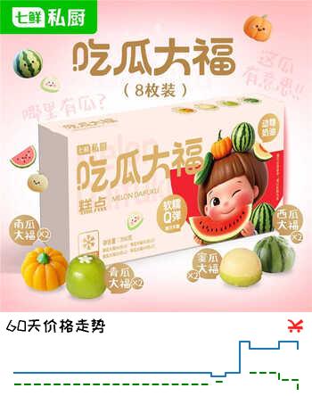 七鲜私厨吃瓜大福4种瓜*2西瓜/南瓜/青瓜/蜜瓜8枚356g礼盒甜点零食