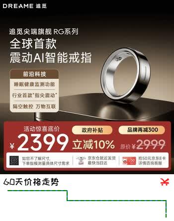 【7折】追觅【春晚同款】Dreame Ring智能戒指指环运动戒指 震动提醒 隔空交互触控 心率血氧睡眠监测 13号https://u.jd.com/46J2vbf----普遍有货 | 下2件最优到手单价：2665.5 -> 【2102】