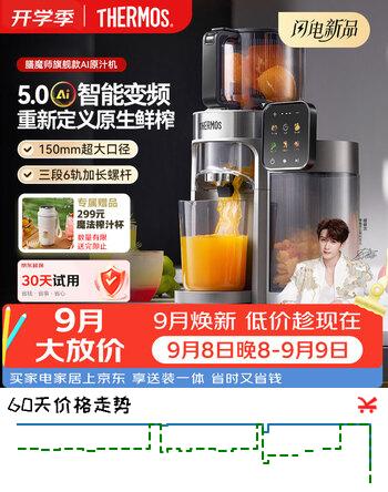 【8折】膳魔师（THERMOS）榨汁机旗舰款AI原汁机汁渣分离全自动果汁机果蔬变频触控大屏大口径新款全能榨灰色https://u.jd.com/xgnOwLJ----普遍有货 | 下1件最优到手单价：1438.2 -> 【1232.1】