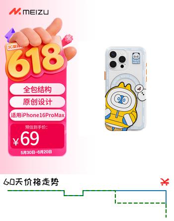 魅族（meizu）PANDAER 独角兽 妙磁抗菌手机壳 BUBU 适用于iPhone 16 Pro Max IML印刷 全包结构 Click按键 磁吸