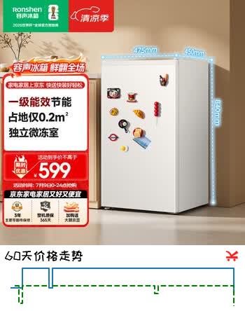 容声95L单门小冰箱家用一级能效小户型节能超薄保鲜出租房宿舍迷你以旧换新BC-95D12