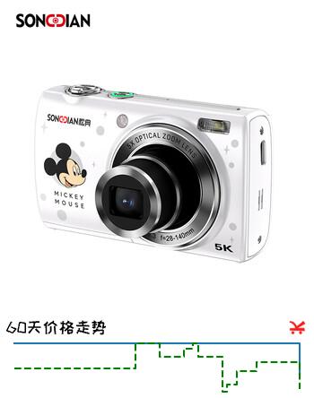 松典（SONGDIAN）米奇联名款数码相机前后双摄高清微单照相机 5倍光学变焦便携卡片机 DC408X 白色 256G内存卡