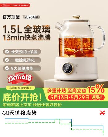 GDANNY养生壶保温一体全自动恒温全玻璃烧水煮茶壶器炖煮多功能小型一人大容量新款2026二合一花茶办公室 全玻璃养生壶800W-炮嘴款 1.5L YY066s