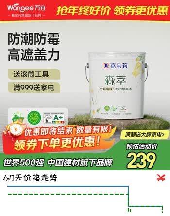 万宜嘉宝莉内墙乳胶漆高遮盖净味三合一墙面漆家用油漆涂料20kg/15L