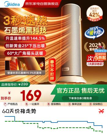 美的暖风机取暖器小太阳家用小型石墨烯省电速热电暖器电暖气烤火炉节能暖脚神器25年新款 HFS20DQ