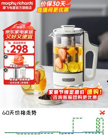 摩飞电器（Morphyrichards） 迷你养生壶办公室煮茶壶玻璃花茶壶养生杯烧水壶燕窝壶煮茶器电热水壶0.6L带玻璃炖盅 MR6085 【分体式-配炖盅】椰奶白 0.6L