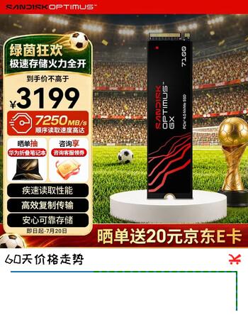 闪迪（SanDisk）SSD固态硬盘 Optimus GX7100 NVMe M.2固态硬盘 笔记本台式机固态硬盘  2TB