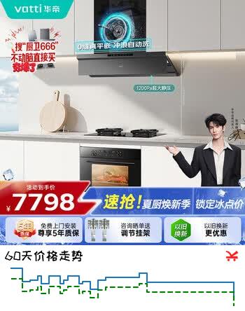 【8折】华帝抽油烟机变频欧式三腔28风量油烟机灶具蒸烤箱厨房多件套S66 122D i31110【套装商品】https://u.jd.com/9OkyOvi----普遍有货 | 下1件最优到手单价：8469 -> 【7057.62】
