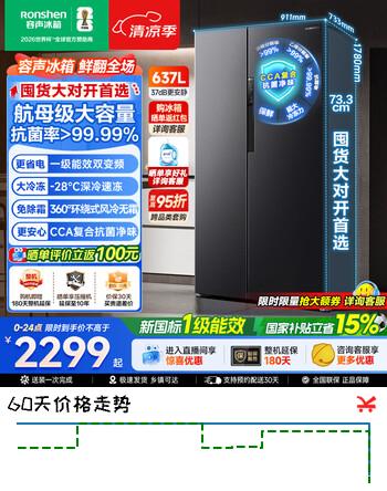 容声冰箱双开门637L对开门电冰箱超大容量家用一级能效风冷无霜双变频节能以旧换新 国家补贴 BCD-637WD11HP星蕴灰