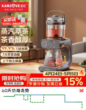 金灶（KAMJOVE）钛材质蒸汽喷淋式煮茶器黑茶白茶多功能养生壶煮茶壶恒温萃茶机家用 A-199 钛灰色1.2L