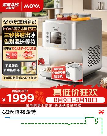【8折】Mova七夕礼物家用雪花冰机全自动小型刨冰机自制绵绵冰沙冰机神器小巧不占地 一键出冰居家消暑https://u.jd.com/U6XDkFa----普遍有货 | 下1件最优到手单价：2220.12 -> 【1776.6】