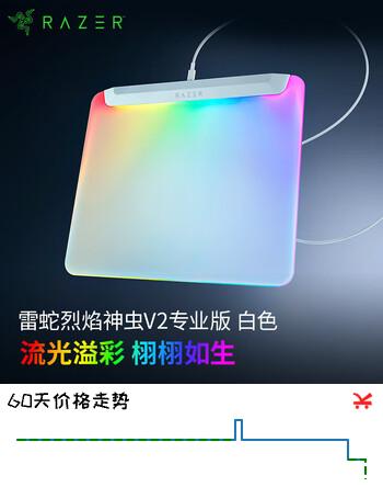 雷蛇（Razer）烈焰神虫V2专业版鼠标垫 RGB幻彩 微蚀刻细致纹理 防滑橡胶底面 USB端口  360*278*4.6mm 白色