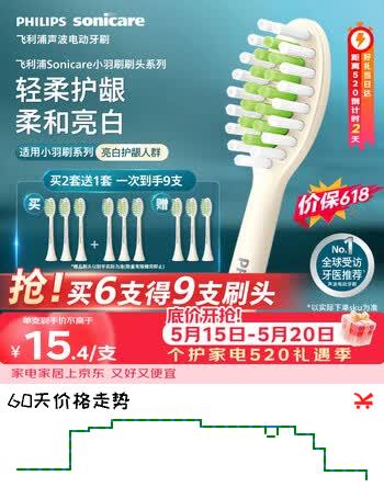 飞利浦（PHILIPS）电动牙刷头官方原装适配小羽刷系列刷柄清洁亮白   3支装HX2033/05  适配HX2471/03白色