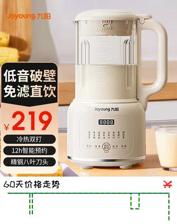 【9折】九阳豆浆机家用破壁机1.2L小型料理机多功能榨汁机米糊辅食机一键自清洁可预约细腻免滤 【奶油白】D135 1.2Lhttps://u.jd.com/FgKYRtJ----普遍有货 | 下1件最优到手单价：194 -> 【175.2】