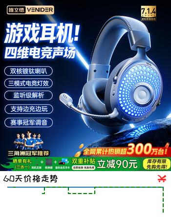 唯立德【2026最新款电竞耳机丨顶级赛事推荐】游戏耳机头戴式三角洲听声辨位蓝牙无线耳机2.4G四模有线