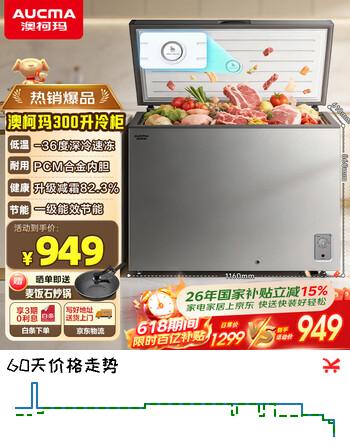 澳柯玛（AUCMA）单温家用冷柜 冷藏柜冷冻柜两用冰柜一级能效高效减霜合金内胆 以旧换新 -36°C|减霜82.3%|合金内胆 300L 银河灰